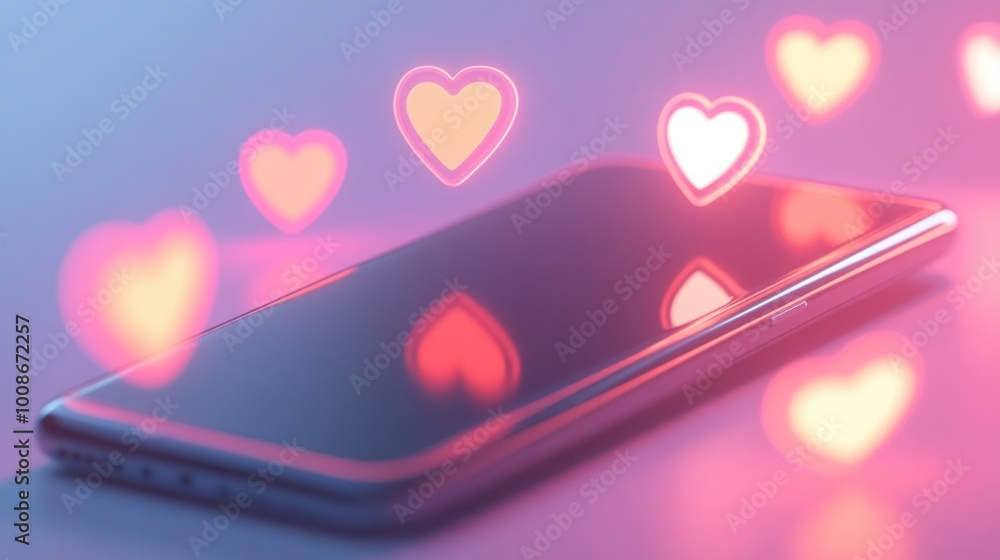Aufkleber a smartphone with floating likes and comments notifications, emphasizing social media feedback and r