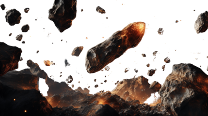 Space asteroids die cut, Isolated on Transparent Background.