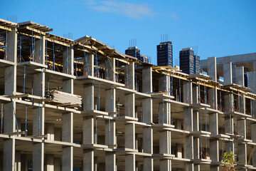 Unfinished construction of dwelling house. New reinforced concrete building