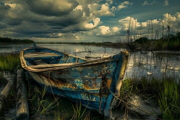 old boat on the river