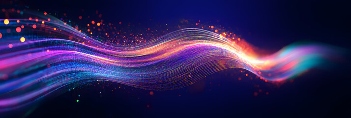 Data flow, informational infinity. Concept of AI technology, digital, communication, 5G, science. Lines wavy flowing. 3d illustration of big data digital funnel