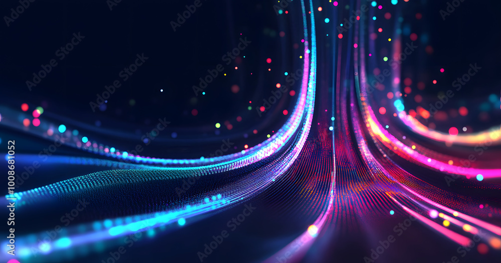 Poster futuristic big data stream. motion of digital data flow. data transmission channel 3d illustration. 