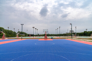 Empty basketball court