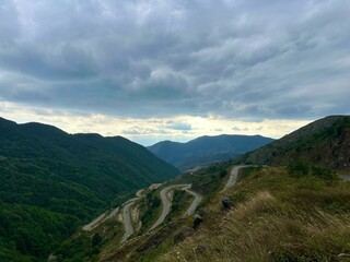 mountains in the fog