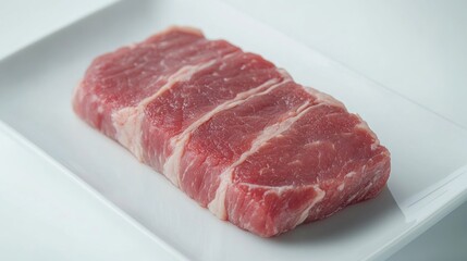 Obraz premium Fresh Raw Meat on White Plate