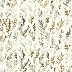 Obraz premium Watercolor Green Leaves Seamless Pattern