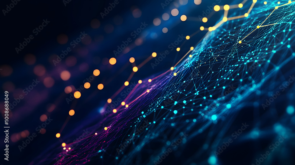 Aufkleber cyber big data flow. blockchain data fields. network line connect stream. concept of ai technology, 