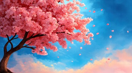 Serene Spring: Dreamy Cherry Blossom Scene in Full Bloom