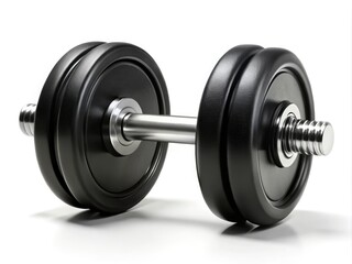 Sleek Black Dumbbell Isolated on a White Background for Fitness and Exercise Equipment Imagery