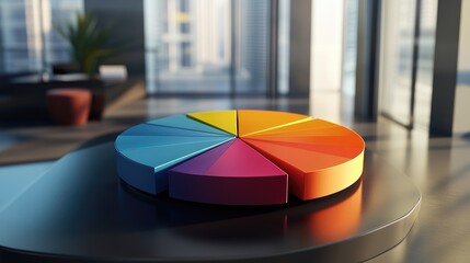 Fototapeta premium Vibrant Pie Chart on a Modern Office Table