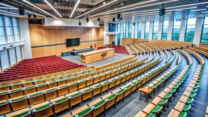 Fototapeta premium Spacious and Modern University Lecture Hall with Empty Seats Ready for Upcoming Classes and Events