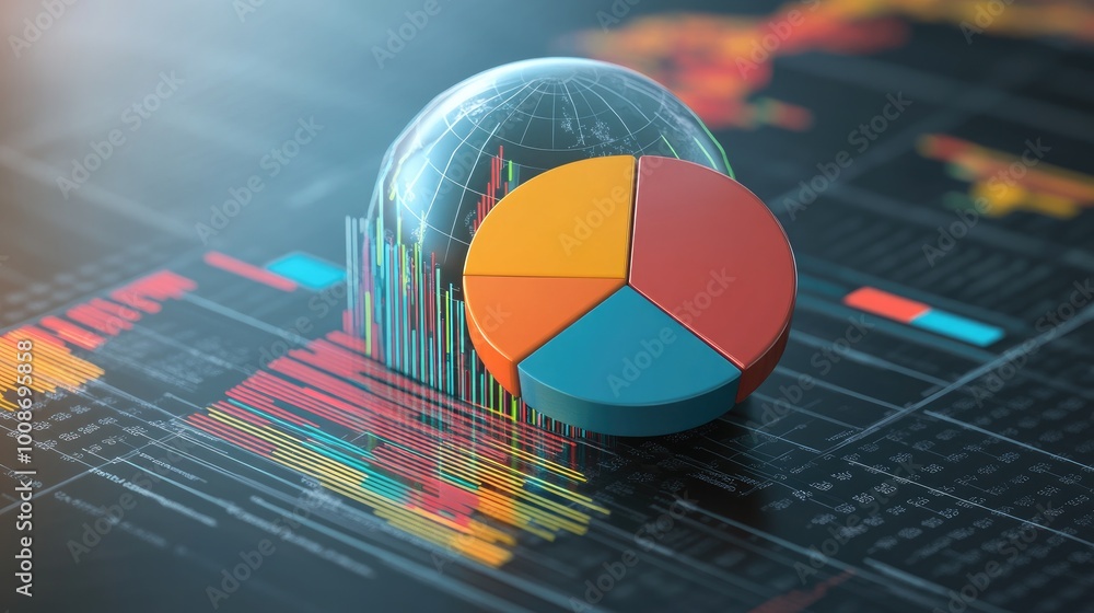Poster data visualization with global insights and pie chart