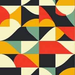 Obraz premium Abstract seamless pattern artwork made with various geometric shapes and elements in bold colors