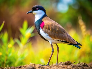 Spur-winged Lapwing in Natural Habitat Displaying Unique Plumage and Behavior in the Wild