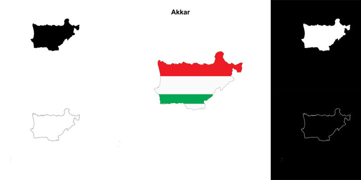 Akkar governorate outline map set