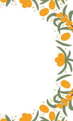 Sea Buckthorn Berries and Leaves Frame
