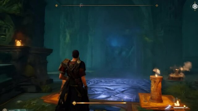 fantasy character in a magic castle role playing video game gameplay Generative AI