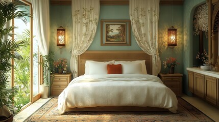 charming interior of a cozy bedroom showcasing warm fabrics and inviting colors creating a sense of comfort and relaxation in a tranquil setting filled with personal touches