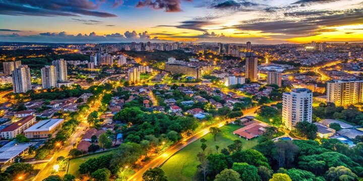 Stunning Aerial View of Cuiaba Brazil Showcasing Lush Greenery and Urban Landscape in Sunshine