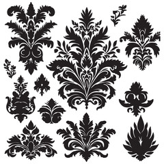 Damask Floral Pattern Vector. Arabesque Cloth ,Bandana Print vector illustration black and white art