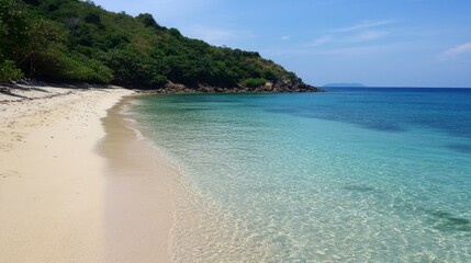 The quiet, uncrowded beaches of Tawaen Bay on Koh Larn, offering crystal-clear waters and a serene atmosphere.