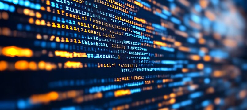 Cybersecurity and Information Technology Software Programming Code on a Monitor Screen,