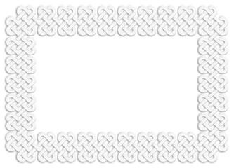 Celtic knot braided frame, white. Linear border made with Celtic knots, which looks like a plaster ornament, for use in St. Patrick's Day designs.