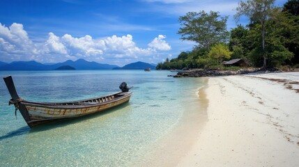 Fototapeta premium The serene and picturesque Koh Phai island, known for its quiet beaches and crystal-clear waters.