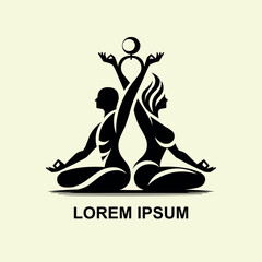 Man and woman couple yoga logo design