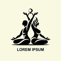 Man and woman couple yoga logo design