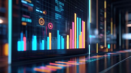 Colorful Data Visualization on Digital Screen