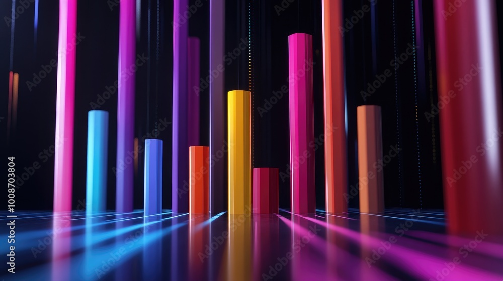 Poster vibrant abstract columns with dynamic lights