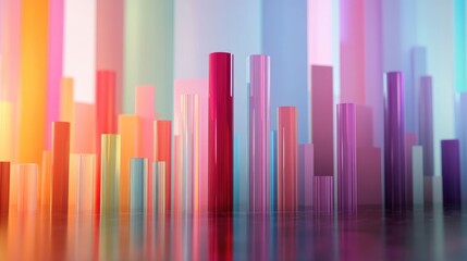 Fototapeta premium Colorful Cylinders with Reflections in Soft Light