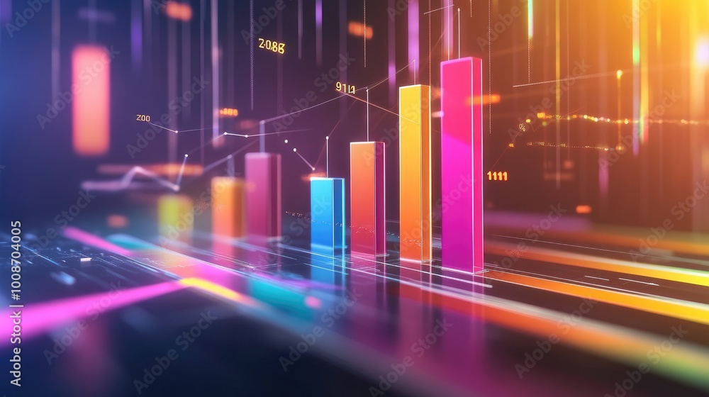 Poster colorful data visualization with graphs and charts