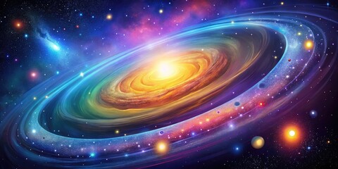 Obraz premium Stunning Galaxy Vector Illustration with Vibrant Colors and Cosmic Elements for Creative Projects