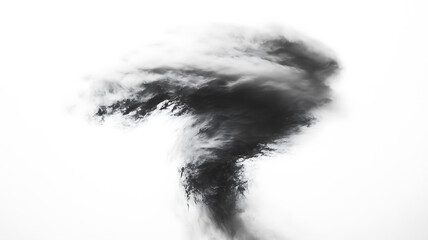 Obraz premium Of a swirling tornado with sharp details, isolated on a clean white background, minimal shadows, dynamic and powerful. 