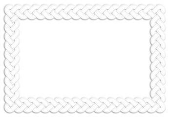 Celtic knot frame, white. Linear border made with Celtic knots, which looks like a plaster ornament, for use in St. Patrick's Day designs.