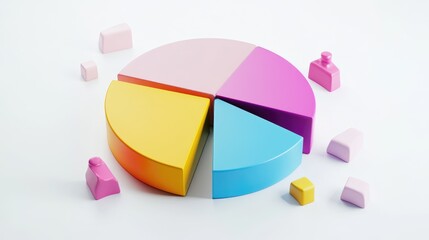 Obraz premium Colorful Pie Chart with Blocks for Data Visualization