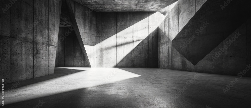 Poster a large, empty room with a single window that casts a shadow on the floor
