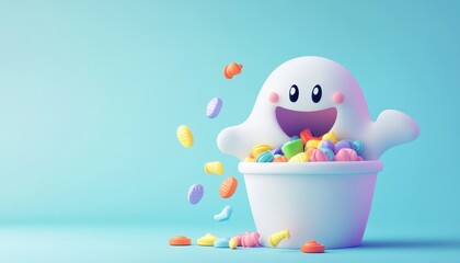 A Smiling Ghost Filled with Colorful Candy