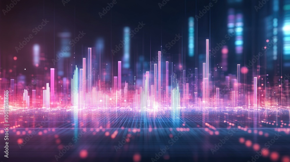 Poster abstract digital data visualization with colorful bars