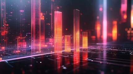 Fototapeta premium Vibrant Digital Data Visualization and Statistics Analysis