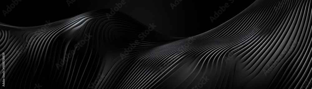 Poster abstract black wavy lines pattern