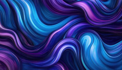 Fototapeta premium Abstract Painting of Swirling Blue and Purple Hues