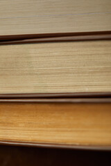 A collection of aged books stacked together symbolizes the journey of learning and discovery in a warm atmosphere.