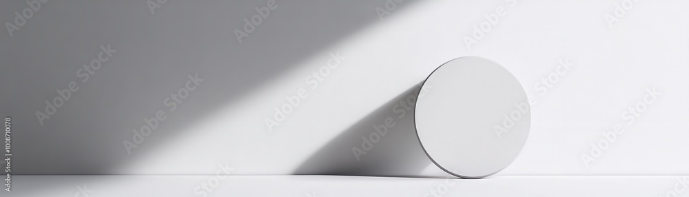 Aufkleber White Circular Platform with Diagonal Shadow on White Background