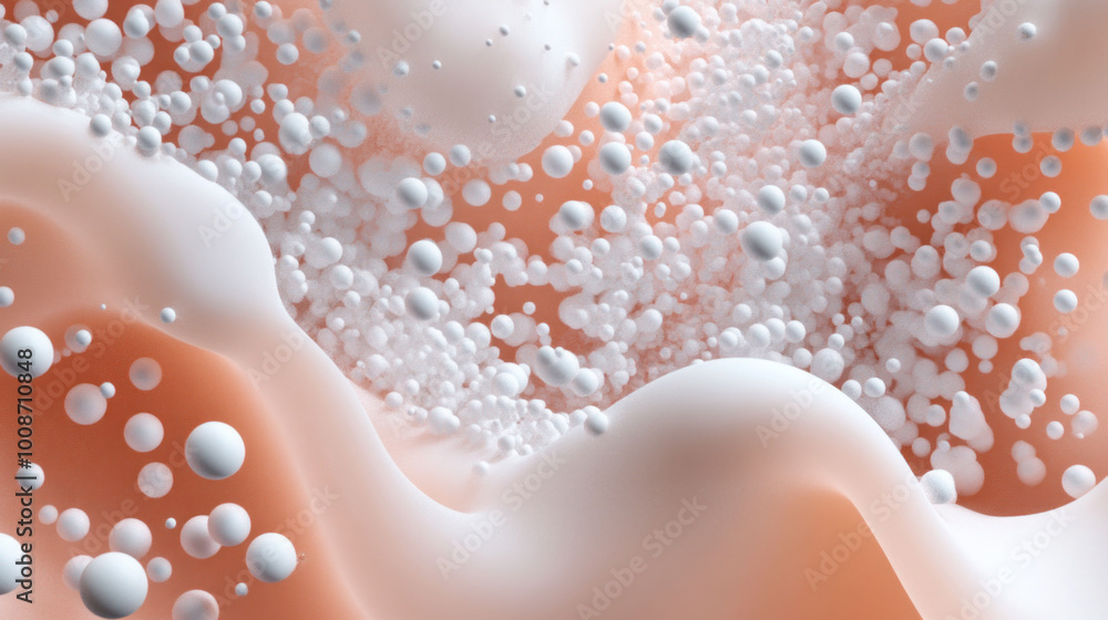 Aufkleber Microbial life in clusters creates organic pattern with 3D design elements, showcasing vibrant interplay of bubbles and soft textures