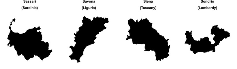 Sassari, Savona, Siena, Sondrio outline maps
