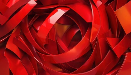Obraz premium Abstract Red Geometric Shapes Intertwined