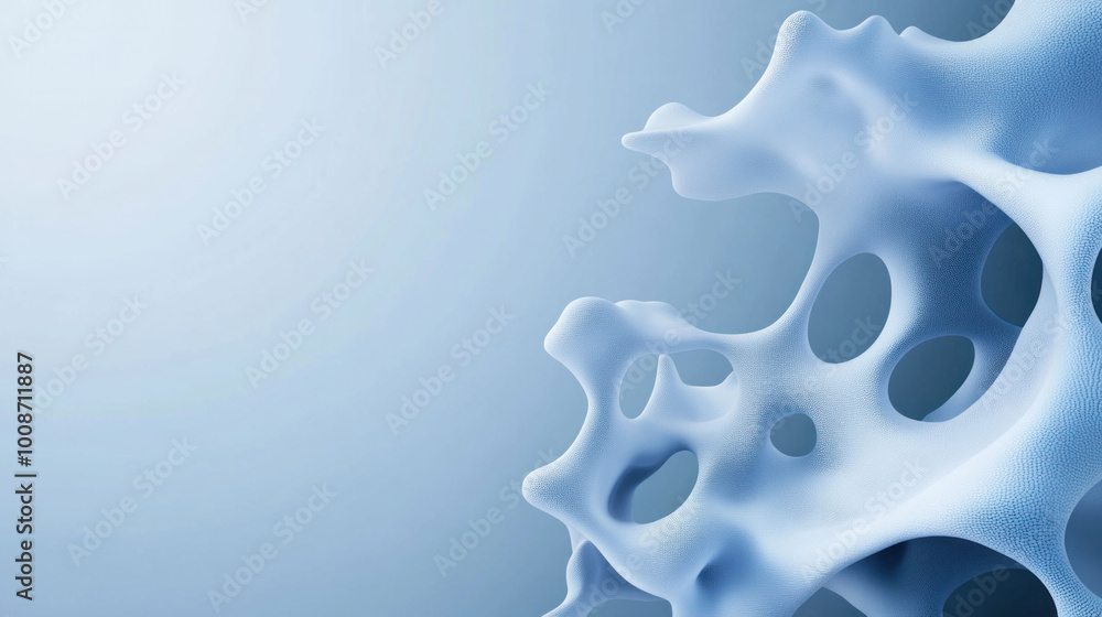 Fototapete organic microbial textures forming clusters create visually striking abstract design. soft blue tone